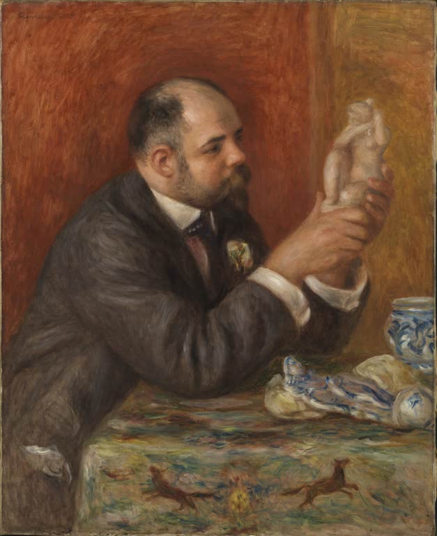 Kunsthändler im dunklen Anzug mit weißer Statuette in den Händen – Pierre-Auguste Renoir Ambroise Vollard Kunstkopie