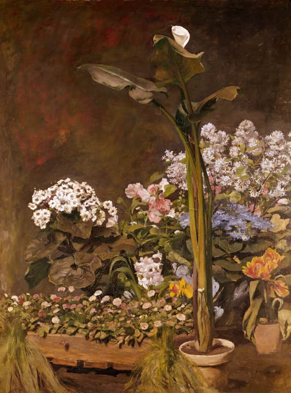 Weiße Calla und blühende Gewächshauspflanzen – Pierre-Auguste Renoir Arum et plantes de serre Kunstkopie