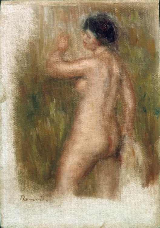 Weiblicher Rückenakt lehnt sich an eine Wand – Pierre-Auguste Renoir Badende Kunstkopie
