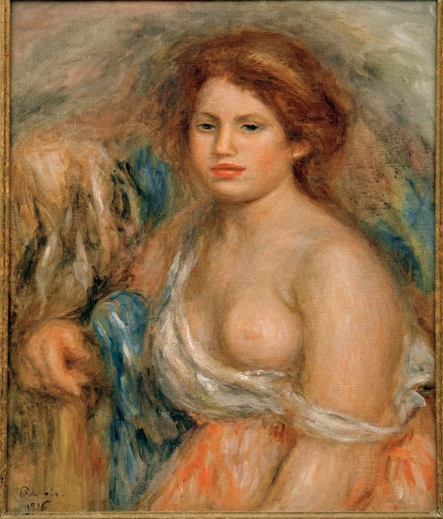 Junge Frau mit rotem Haar, die Schultern halb entblößt – Pierre-Auguste Renoir Brustbildnis Kunstkopie
