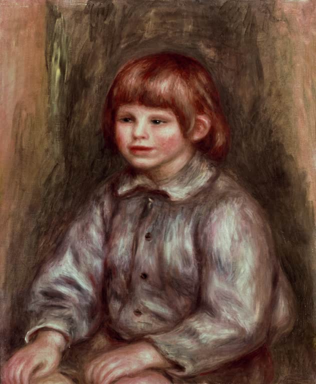 Junge mit rotem Haar in grauer Jacke, halbfigurig – Pierre-Auguste Renoir Claude Renoir Kunstkopie