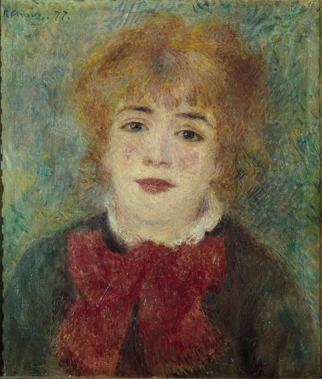 Bildnis einer jungen Frau mit rotem Haar und roter Schleife – Pierre-Auguste Renoir Damenbildnis Kunstkopie