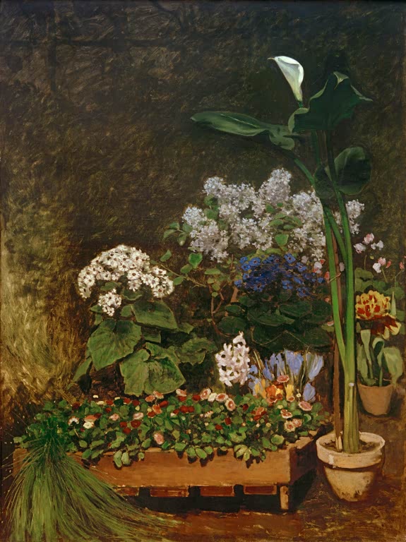 Blühende Frühlingspflanzen und Calla im Gewächshaus – Pierre-Auguste Renoir Das Gewächshaus Kunstkopie