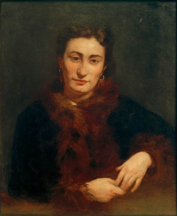 Frau in dunkler Jacke mit Pelzkragen und verschränkten Händen – Pierre-Auguste Renoir Die Dame im Pelz Kunstkopie