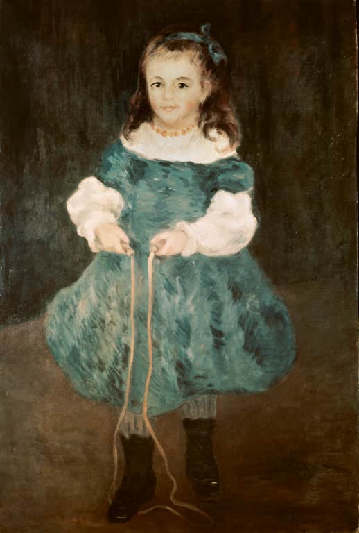 Mädchen im grünen Kleid hält ein Springseil – Pierre-Auguste Renoir Fillette sautant à la corde Kunstkopie