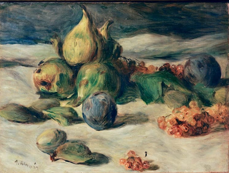 Feigen, Pflaumen und Birnen auf weißem Tuch – Pierre-Auguste Renoir Früchtestilleben Kunstkopie