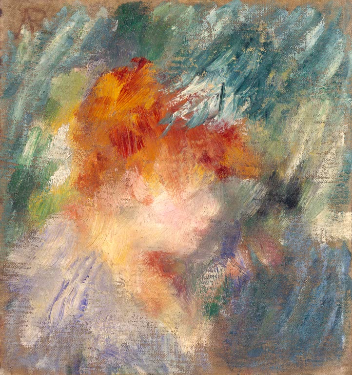 Frauenkopf mit rotem Haar in skizzenhaftem Pinselstrich – Pierre-Auguste Renoir Jeanne Samary Kunstkopie