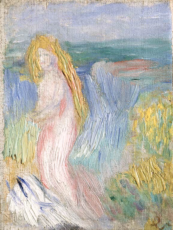 Skizzenhafte Studie eines Akts mit langem blondem Haar – Pierre-Auguste Renoir Kleine Studie für einen Akt Kunstkopie