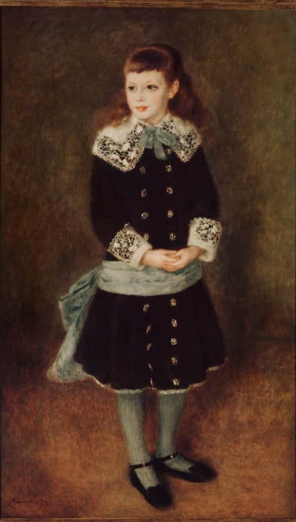 Mädchen in dunklem Kleid mit blauer Schärpe – Pierre-Auguste Renoir La filette à la ceinture bleue Kunstkopie