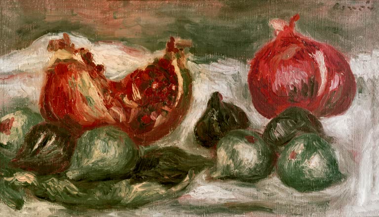 Aufgebrochener Granatapfel und Feigen auf einem Tuch – Pierre-Auguste Renoir La grenade Kunstkopie
