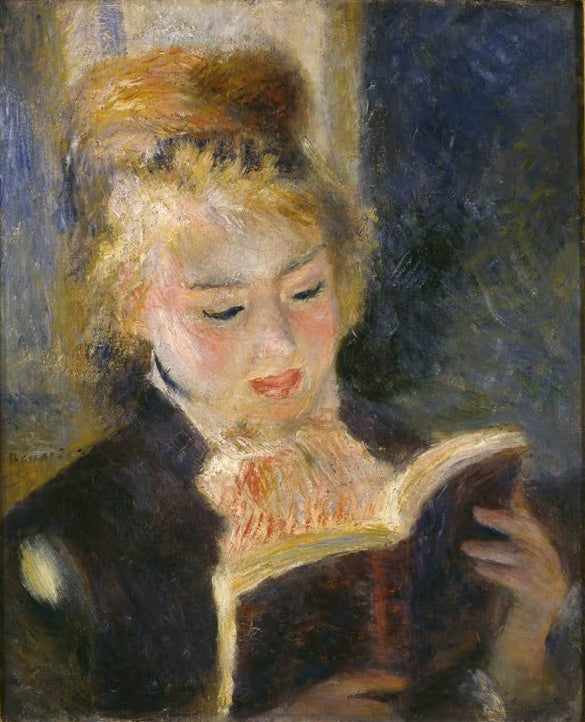 Junge Frau mit Pelzhut liest in einem Buch – Pierre-Auguste Renoir La Liseuse Kunstkopie