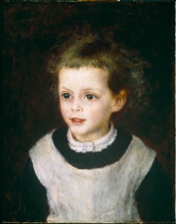 Kleines Kind mit zerzaustem Haar und weißer Schürze – Pierre-Auguste Renoir La petite Margot Berard Kunstkopie