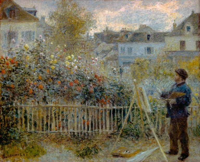 Maler an der Staffelei in einem blühenden Garten – Pierre-Auguste Renoir Monet peignant dans son jardin Kunstkopie