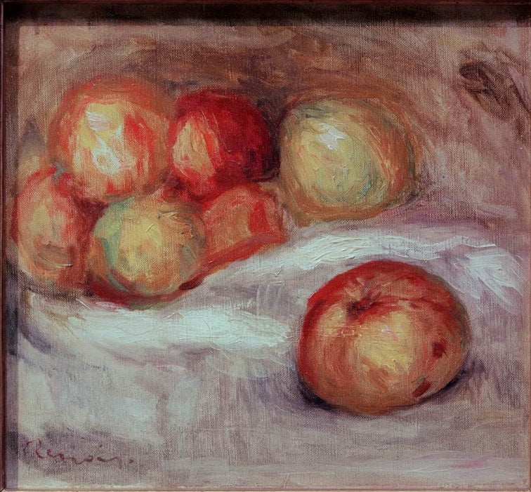 Rote und gelbe Äpfel auf hellem Tuch – Pierre-Auguste Renoir Nature morte avec pommes Kunstkopie