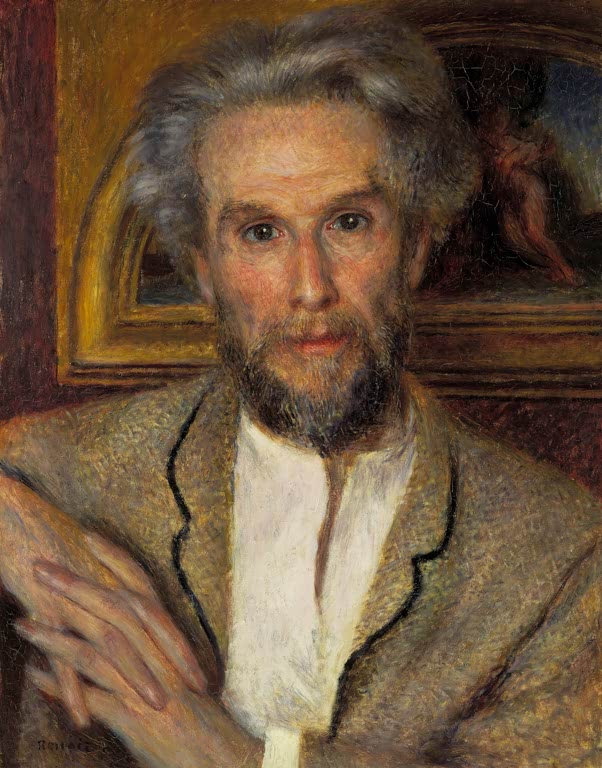 Älterer Mann mit grauem Bart, die Arme verschränkt – Pierre-Auguste Renoir Portrait de Chocquet Kunstkopie