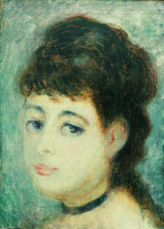 Junge Frau mit dunklem Haar und schwarzem Halsband – Pierre-Auguste Renoir La Parisienne Kunstkopie