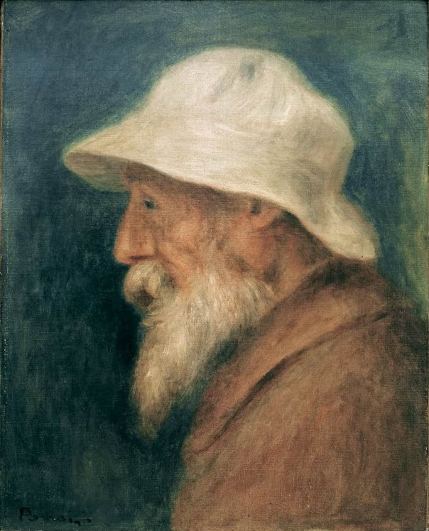 Greiser Mann mit weißem Bart und hellem Hut im Profil – Pierre-Auguste Renoir Portrait au chapeau blanc Kunstkopie