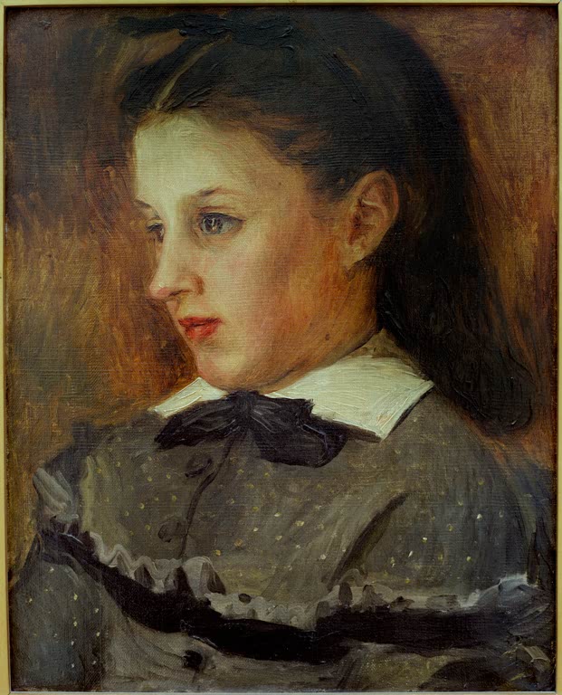 Mädchen im grauen Kleid mit schwarzer Schleife – Pierre-Auguste Renoir Portrait de Marie Le Coeur Kunstkopie