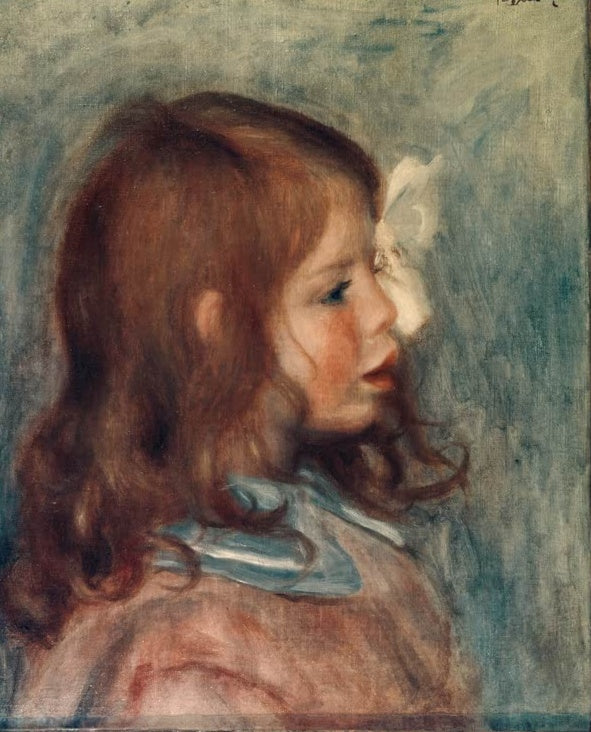 Kind mit langen Haaren und weißer Schleife im Profil – Pierre-Auguste Renoir Portrait de Pierre Renoir Kunstkopie