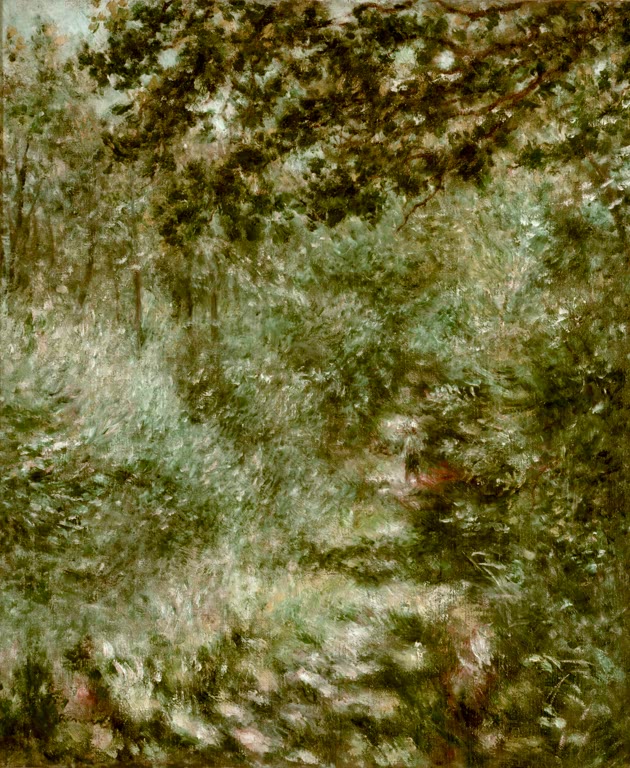 Dichtes Laub und Unterholz im Sonnenlicht – Pierre-Auguste Renoir Sous-bois Kunstkopie