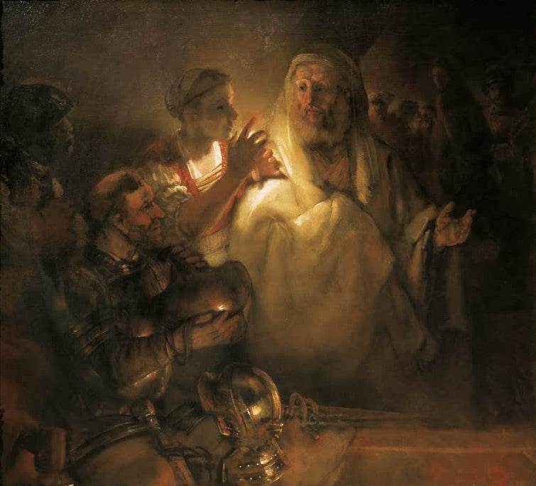 Rembrandt van Rijn Der Apostel Petrus verleugnet Christus Kunstkopie, Petrus und Magd im Kerzenlicht