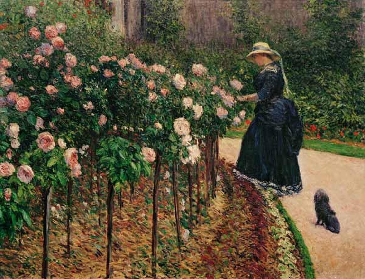 „Rosen im Garten“ von Gustave Caillebotte – impressionistische Gartenszene mit üppigen Rosen, lebendigen Farben und stimmungsvoller Lichtführung.
