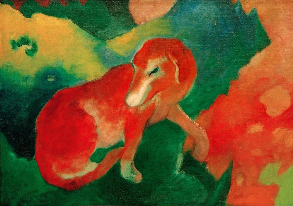Kunstdruck Roter Hund von Franz Marc als hochwertiger Kunstprint