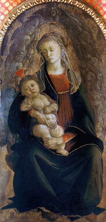 Maria mit dem Kind in einer Nische im dunklen Mantel – Sandro Botticelli Die Madonna mit dem Kind Kunstkopie