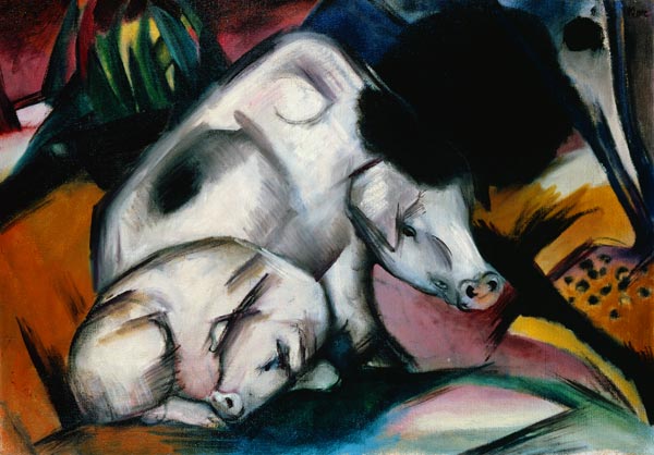 Kunstdruck Schweine von Franz Marc als hochwertiger Kunstprint