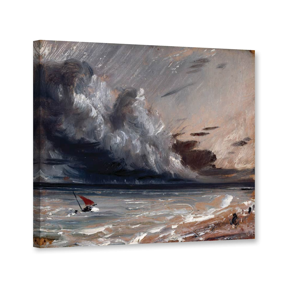 Seestudie mit Boot und Gewitterhimmel von John Constable als Leinwand – Perspektivansicht