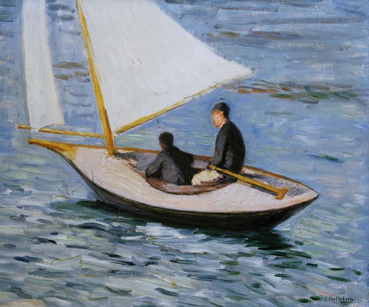„Segelboot auf der Seine“ von Gustave Caillebotte – impressionistische Flussszene mit elegantem Segelboot, ruhigem Wasser und lichtdurchfluteter Atmosphäre.