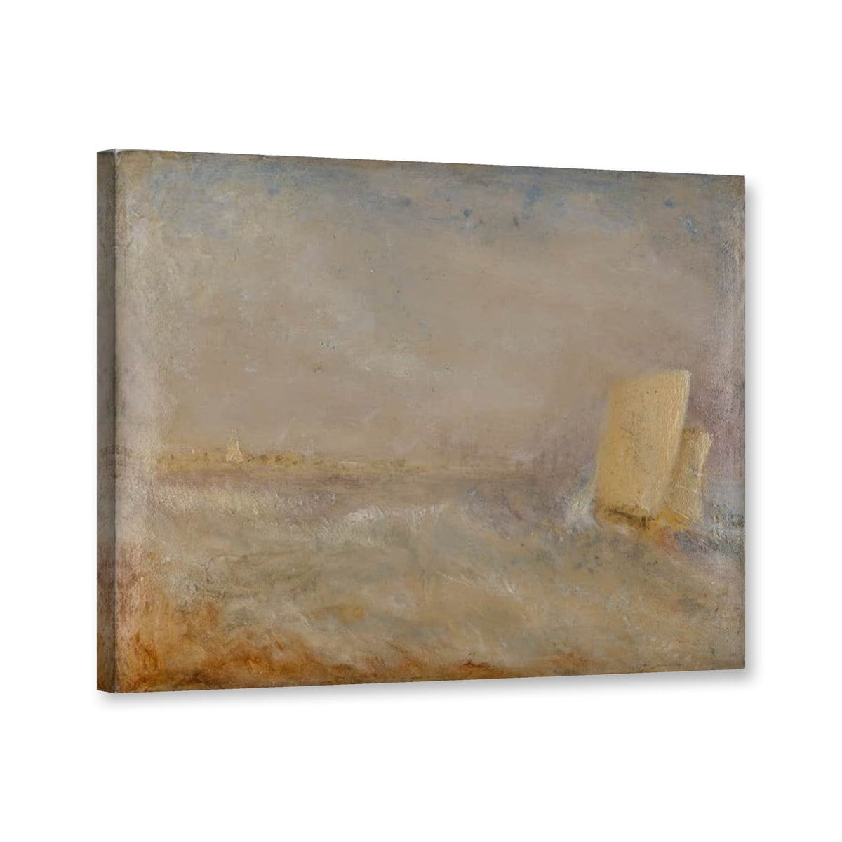 Segelboot vor Deal von William Turner als Leinwand – Perspektivansicht