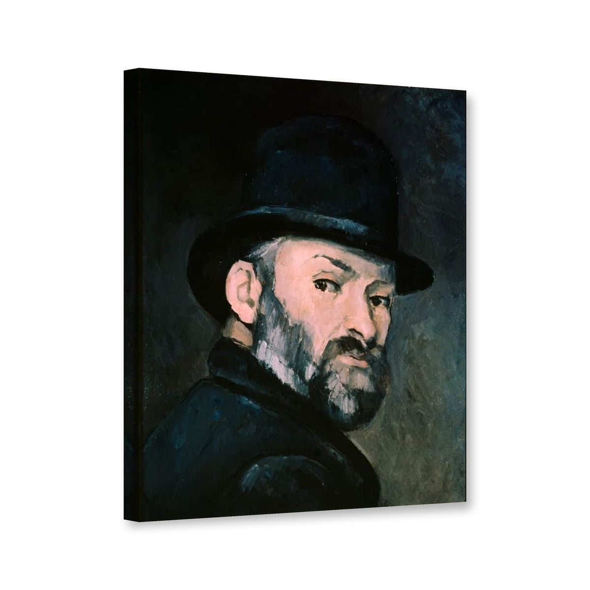 Selbstbildnis mit Melone von Paul Cézanne als Leinwand – Perspektivansicht