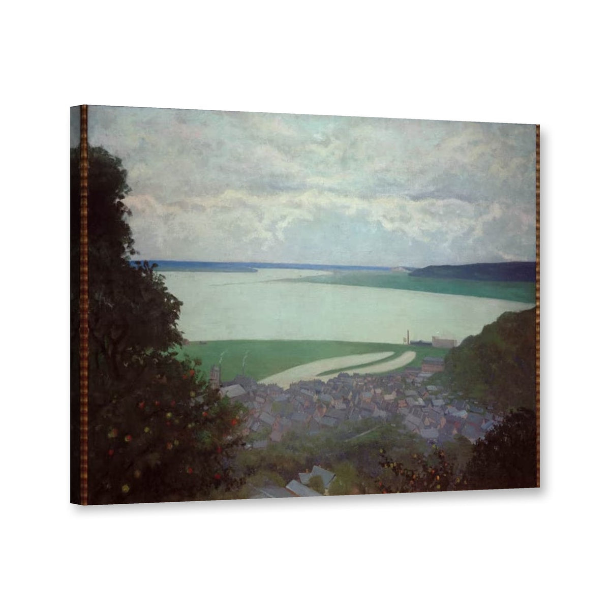 Sicht auf Honfleur, morgens von Félix Vallotton als Leinwand – Perspektivansicht