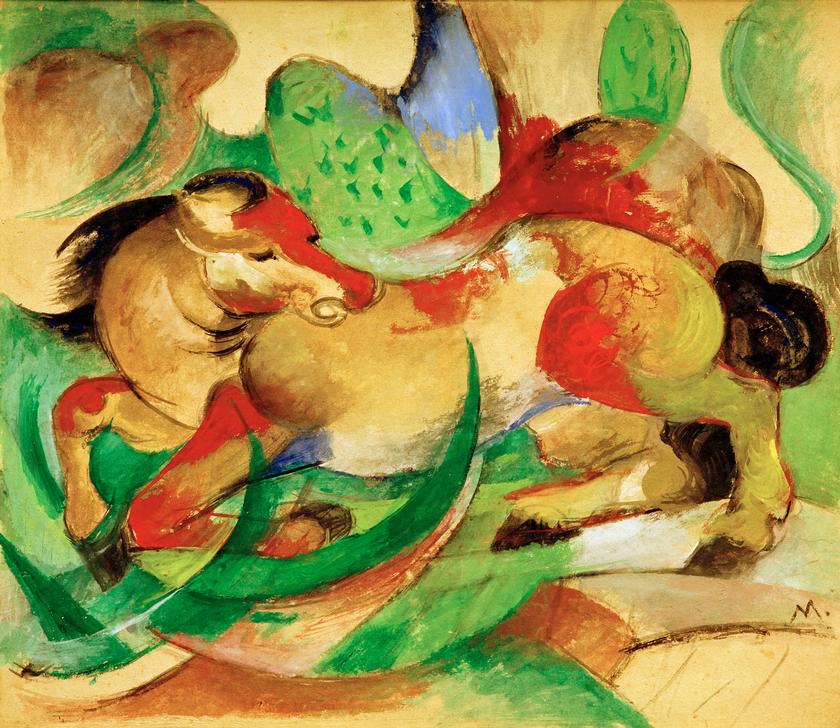 Kunstdruck Springendes Pferd von Franz Marc als hochwertiger Kunstprint