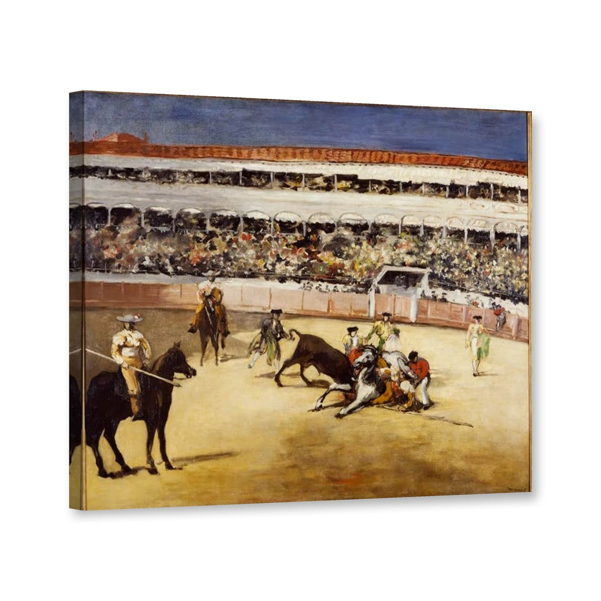 Stierkampf, Orsay 1865 von Édouard Manet als Leinwand – Perspektivansicht