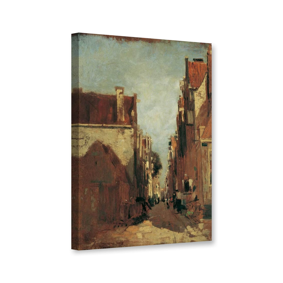 Straße in Amsterdam von Tina Blau als Leinwand – Perspektivansicht