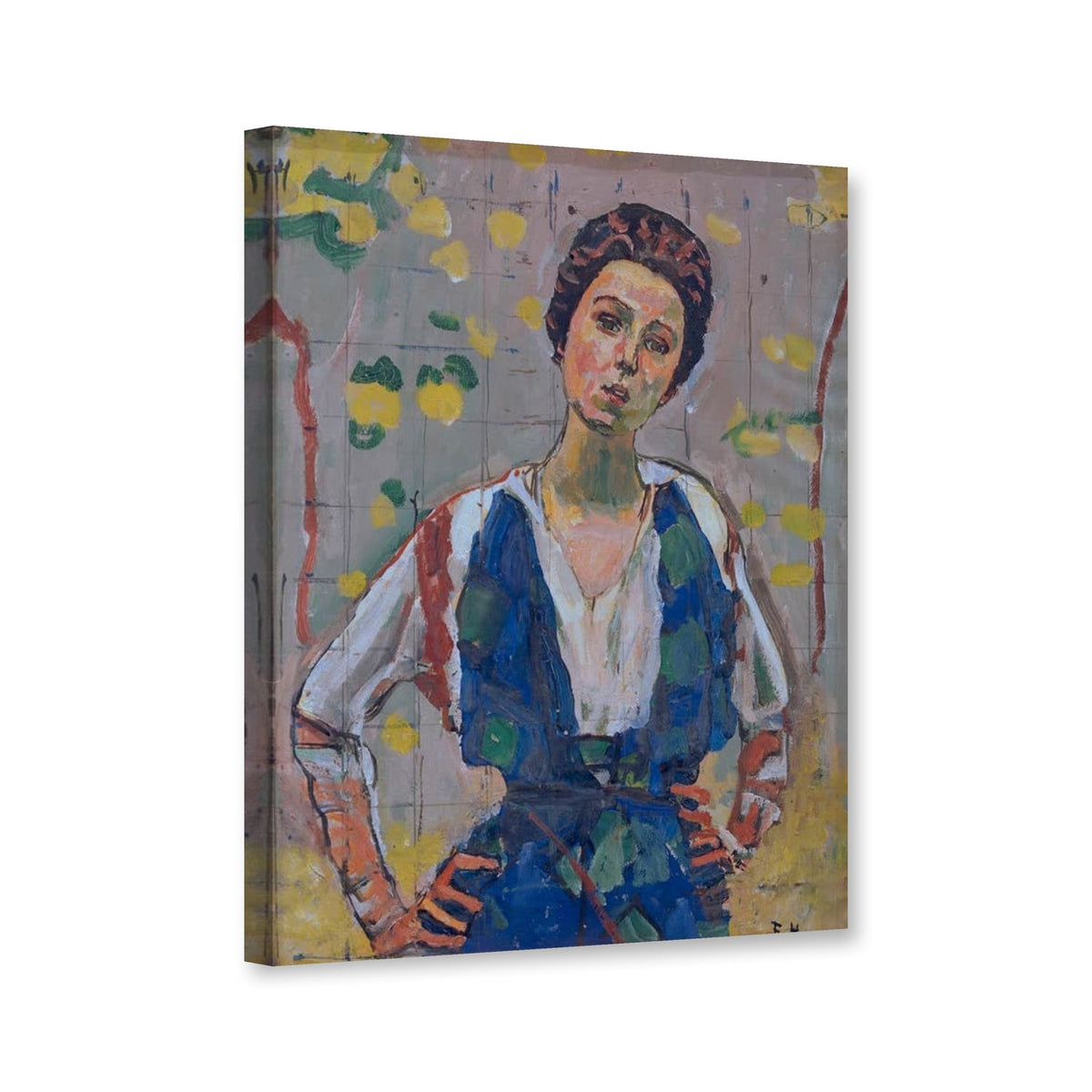 Studie zum Bildnis Gertrud Müller im Garten von Ferdinand Hodler als Leinwand – Perspektivansicht