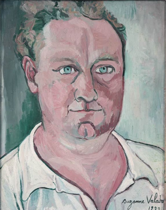 Suzanne Valadon Bildnis André Utter Kunstkopie, Porträt eines Mannes mit hellen Augen und offenem weißen Hemd