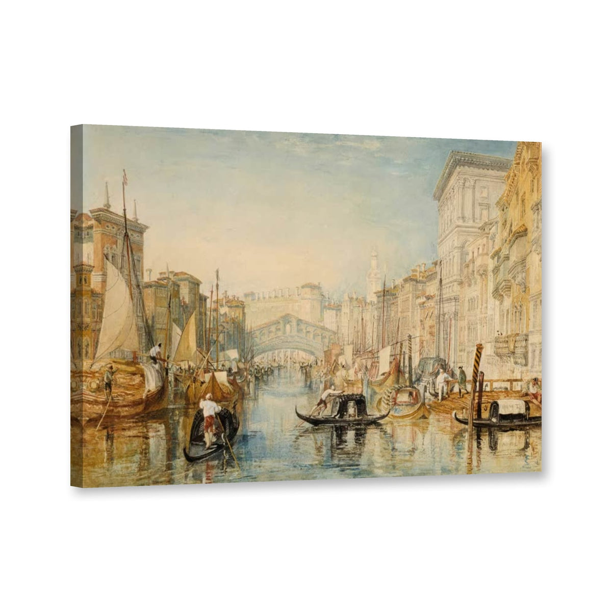 Venedig, die Rialtobrücke vom Canal Grande von William Turner als Leinwand – Perspektivansicht