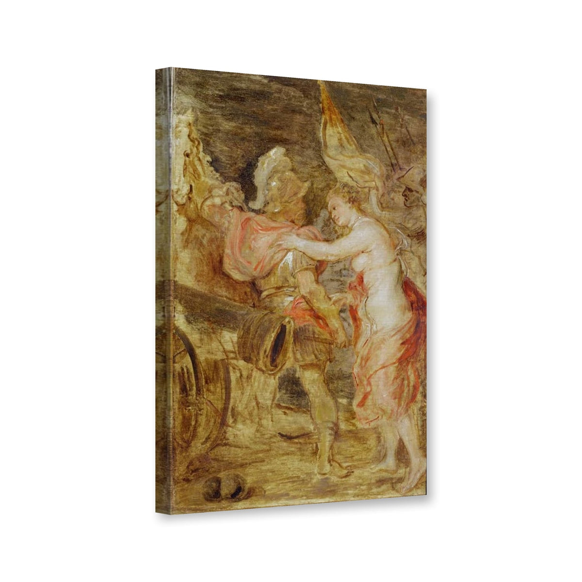 Venus begleitet Mars in den Krieg von Peter Paul Rubens als Leinwand – Perspektivansicht