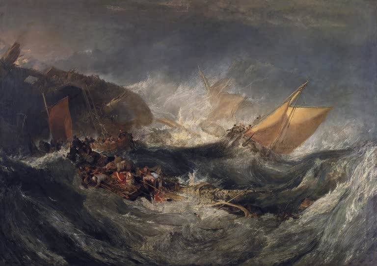 William Turner Das Wrack eines Transportschiffs Kunstkopie, Schiffbrüchige im Rettungsboot auf stürmischer See
