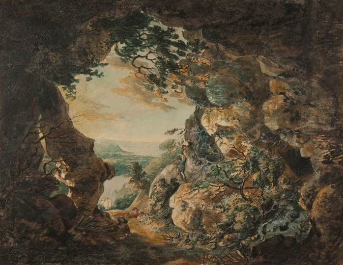 William Turner Die Mündung des Avon bei Bristol Kunstkopie, Blick aus einer Felsöffnung auf Fluss und Landschaft