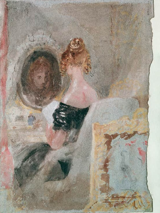 William Turner Interieur in Petworth House: Frau vor dem Spiegel Kunstkopie, Gouache