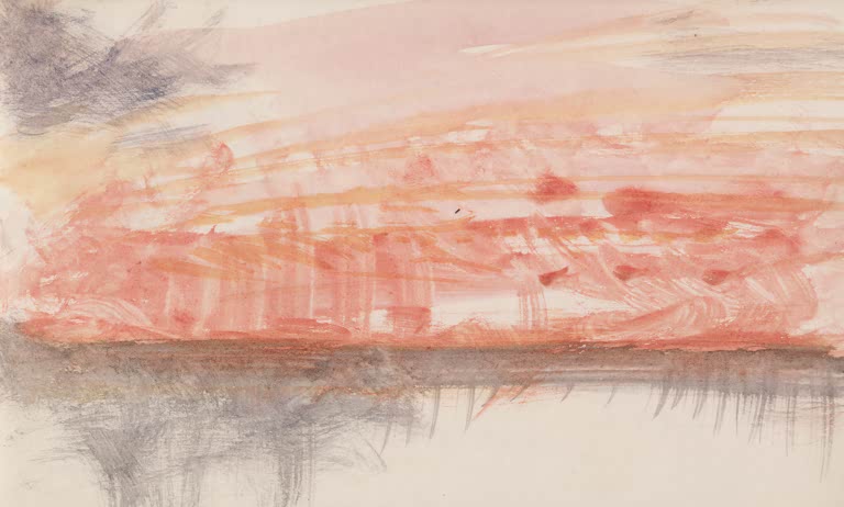 William Turner Rosa Wolkenband über dem Ärmelkanal Kunstkopie, rosa Abendhimmel über einer grauen Küstenlinie
