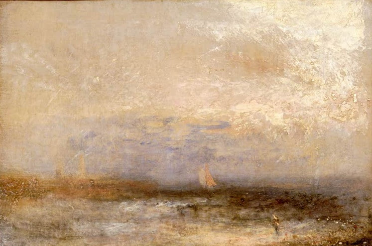 William Turner Vor Margate Kunstdruck Kunstkopie, kleines Segelboot im goldenen Dunst an der Küste von Kent