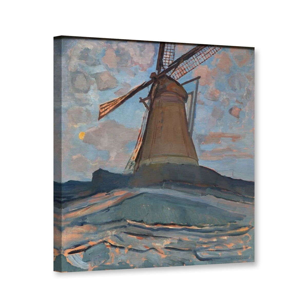 Windmühle, 1917, Dallas von Piet Mondrian als Leinwand – Perspektivansicht
