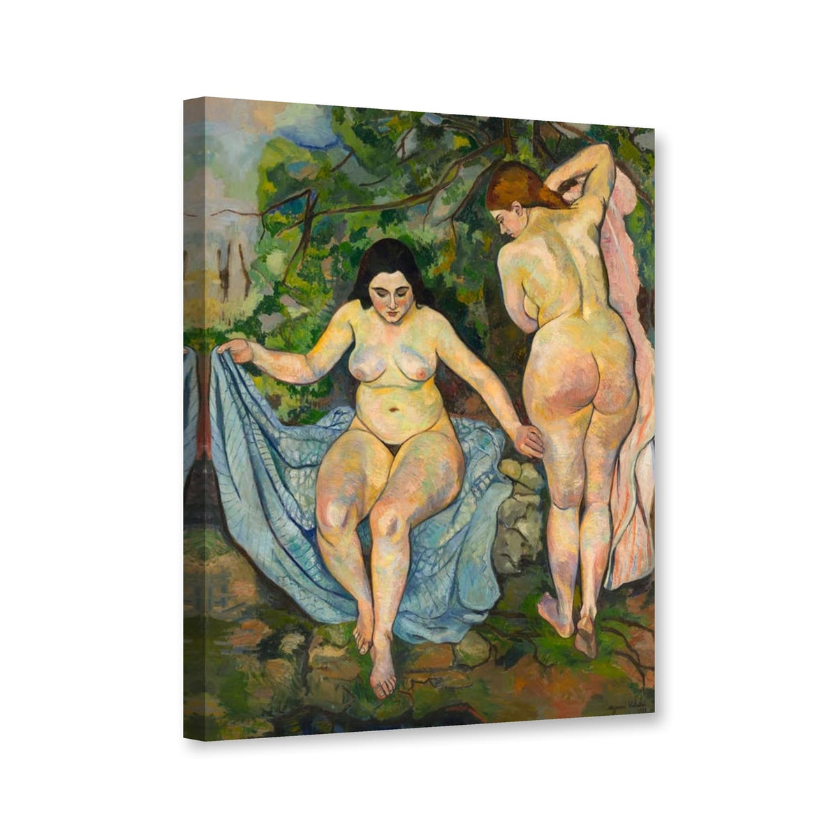 Zwei Akte oder Das Bad von Suzanne Valadon als Leinwand – Perspektivansicht