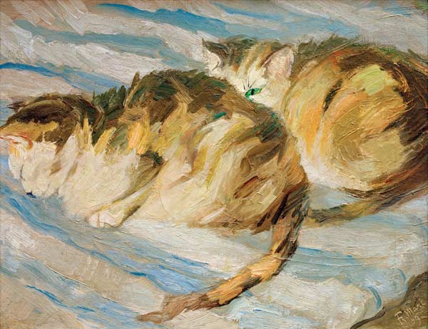 Kunstdruck Zwei graue Katzen Katzenstudie II von Franz Marc als hochwertiger Kunstprint